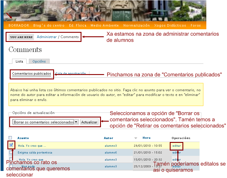 comentarios publicados