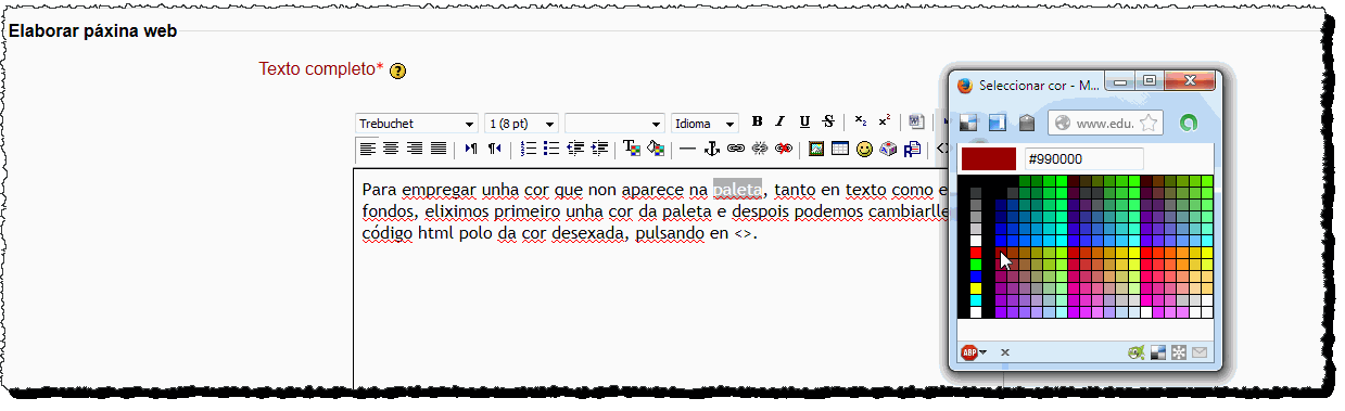 paleta cor de texto