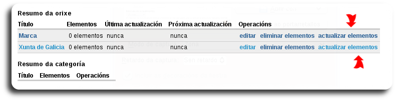 Actualizar elementos