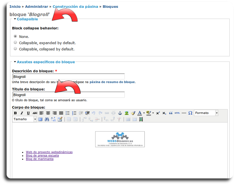 configuracion do bloque configuracion do bloque