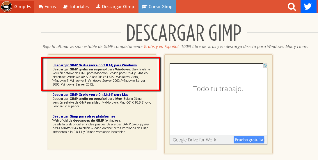 Descarga Gimp