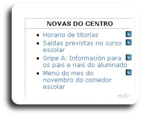 Amosa novas da páxina do centro