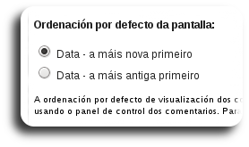 Ordenación por defecto da pantalla Ordenación por defecto da pantalla