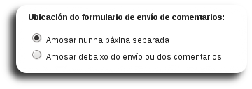 Ubicación do formulario de envío de comentarios Ubicación do formulario de envío de comentarios
