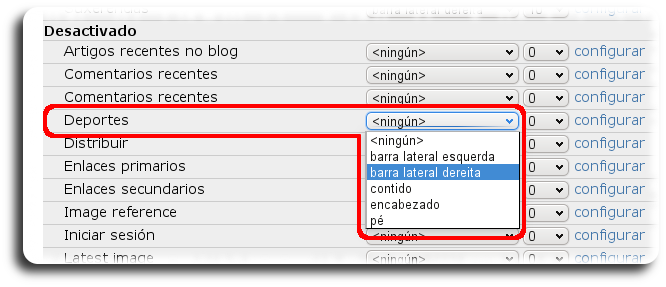 Activar bloque de menú Activar bloque de menú