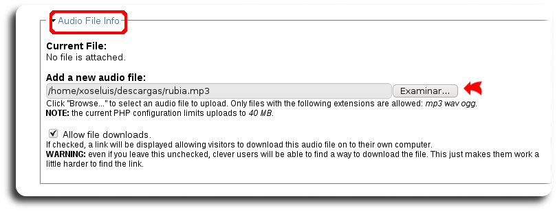 Arquivo de audio Arquivo de audio