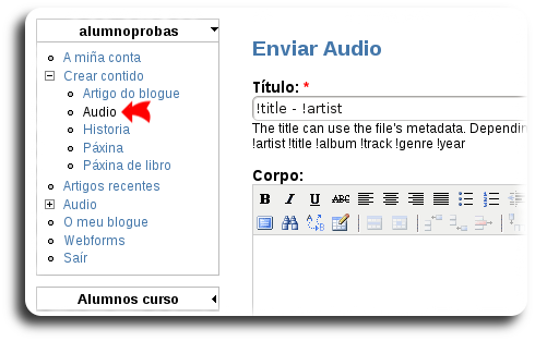 Contido tipo Audio Contido tipo Audio