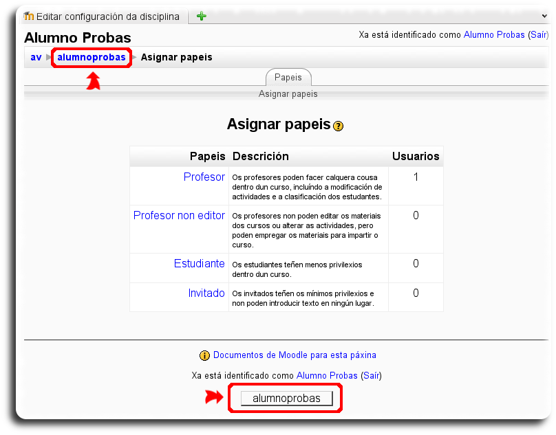 Curso do alumno creado Curso do alumno creado