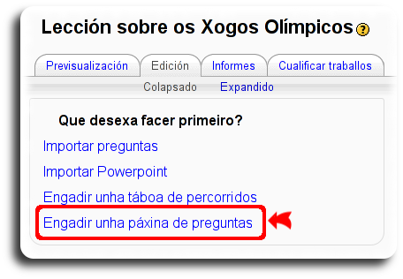 Engadir páxinas Engadir páxinas