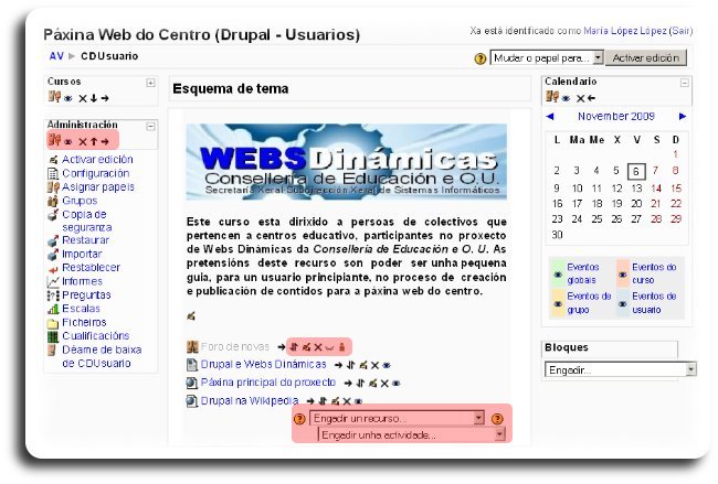 botón de control de bloques e elementos do curso botón de control de bloques e elementos do curso