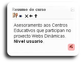 Bloque que mostra o resumo do formulario de configuración