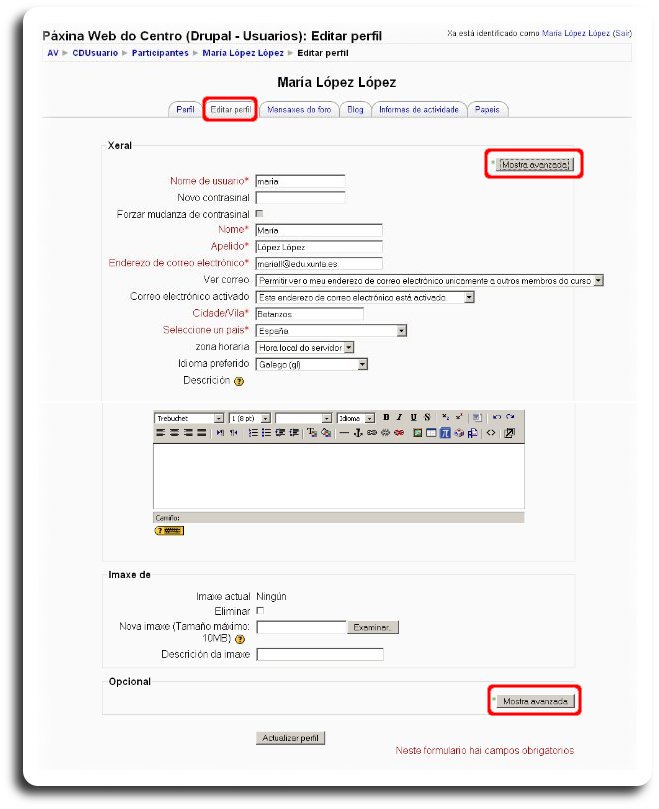 Ficha de edición do perfil Ficha de edición do perfil