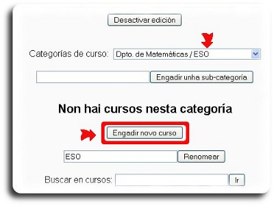 Engadir un novo curso na Categoría ESO
