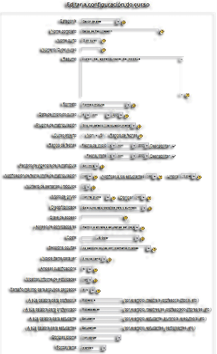 Configurar curso Configurar curso