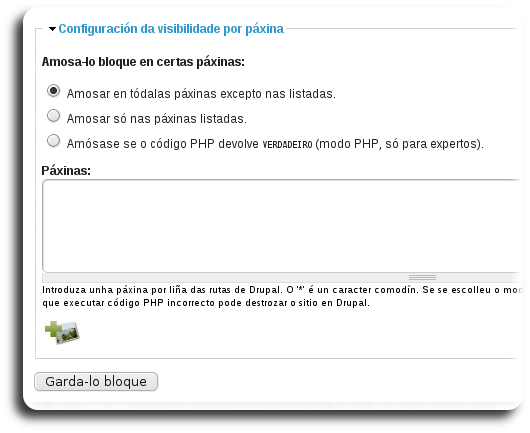 Amosa-lo bloque en certas páxinas Amosa-lo bloque en certas páxinas