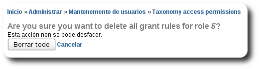 Confirmación da desactivación Confirmación da desactivación
