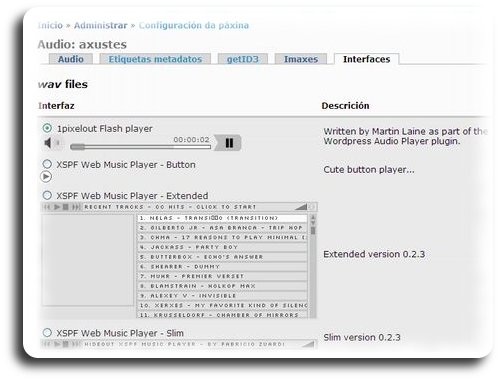 Apariencia dos ficheiros wav