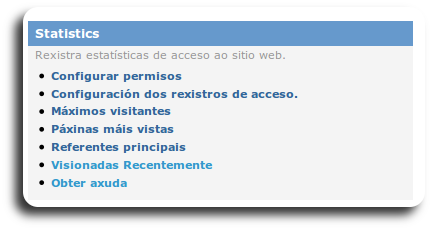 Estatísticas, administración por módulo
