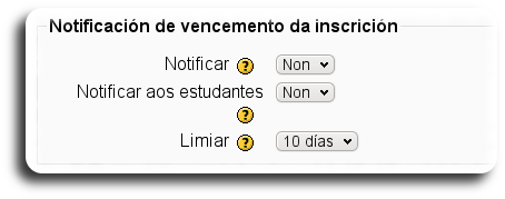 Notificacións de vencemento da inscrición Notificacións de vencemento da inscrición