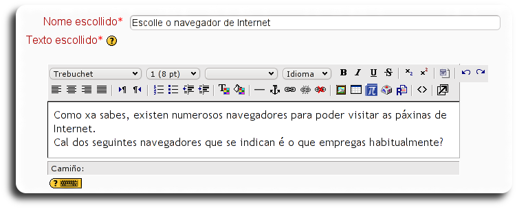 Nome e texto da escolla Nome e texto da escolla