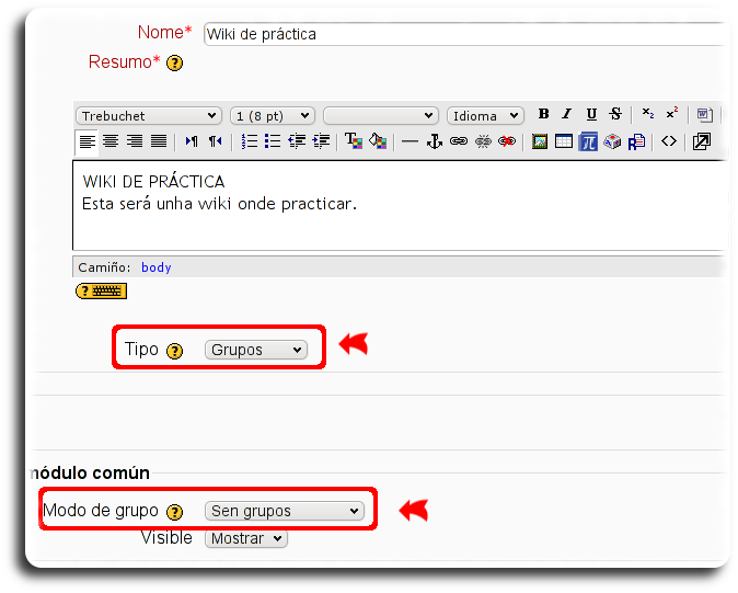 Formulario de creación da Wiki Formulario de creación da Wiki