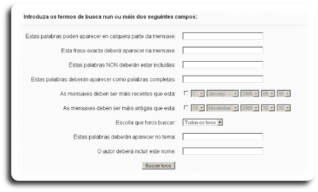 Busca avanzada nos foros do curso Busca avanzada nos foros do curso