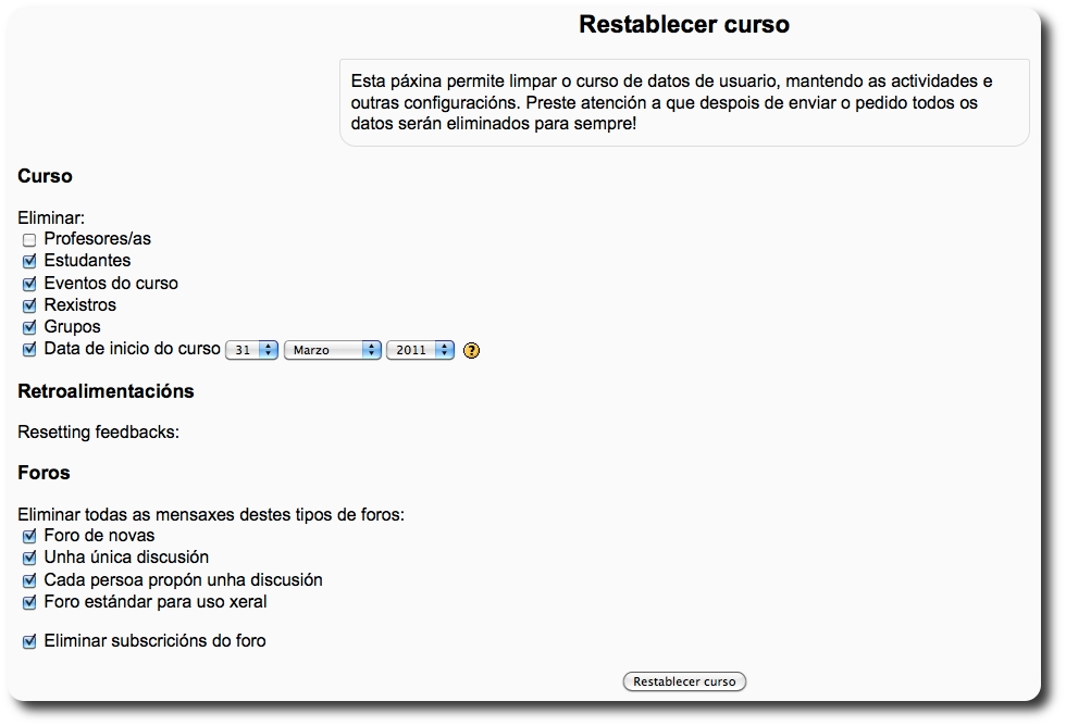 restablecer restablecer