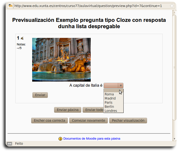Cloze lista despregable (visualización) Cloze lista despregable (visualización)