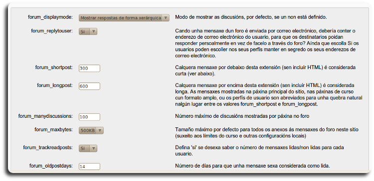 foro Administración do módulo foro Administración do módulo