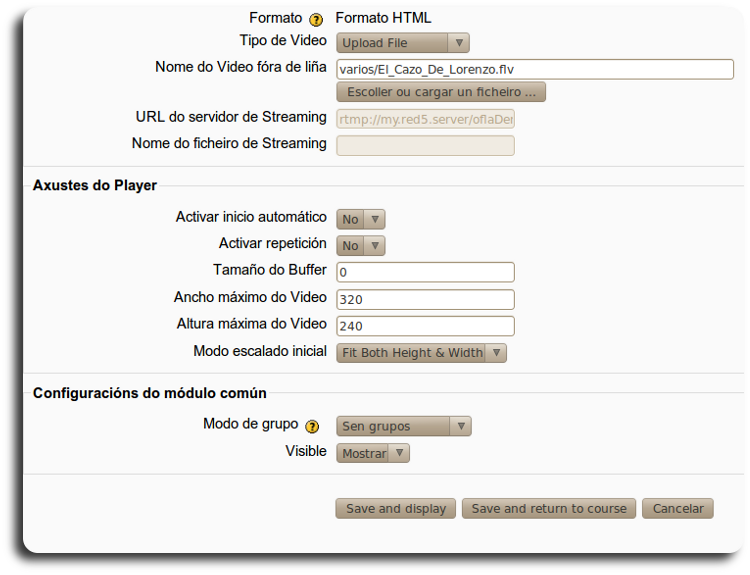 Vídeo formulario de configuración II Vídeo formulario de configuración II