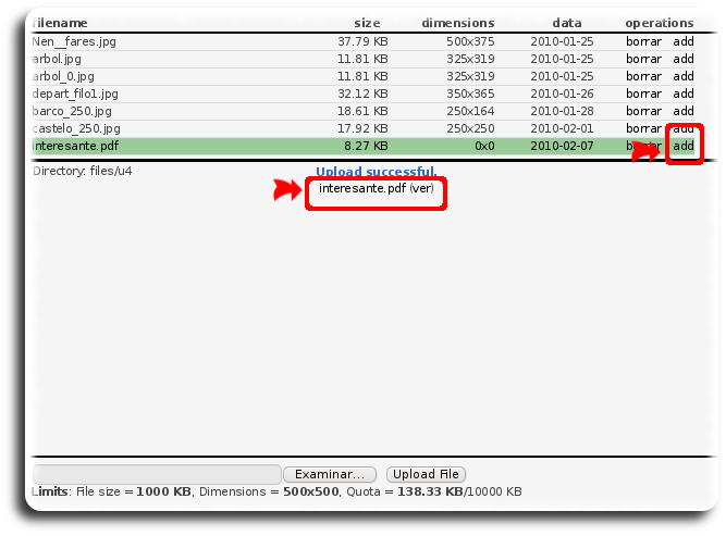Subida de ficheiro para enlazar Subida de ficheiro para enlazar