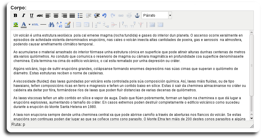 Inserir texto no corpo da historia Inserir texto no corpo da historia