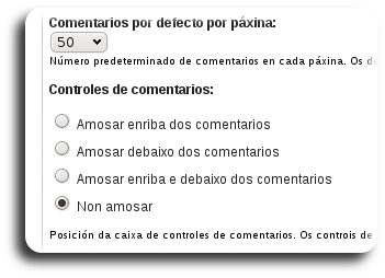 Comentarios por defecto por páxina Comentarios por defecto por páxina