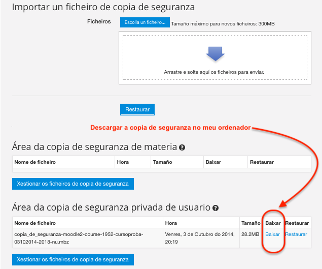 Crear copia de seguranza