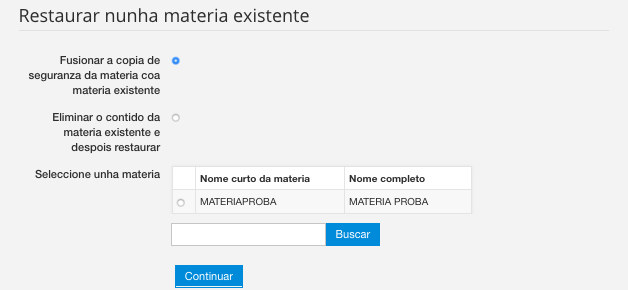 Restaurar copia seguranza