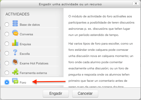 Actividade tipo Foro