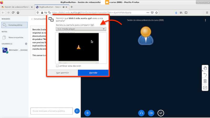 Seleccionar compartir pantalla