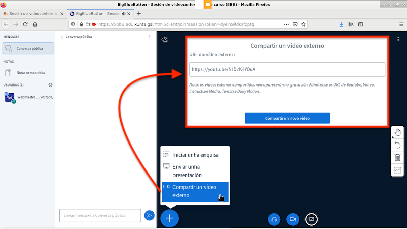 Compartir vídeo externo