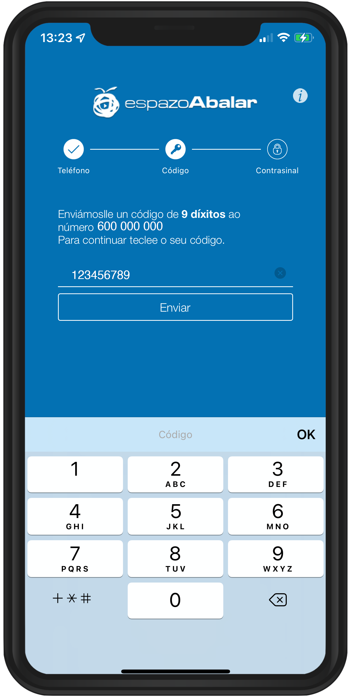 Escribir o código recibido