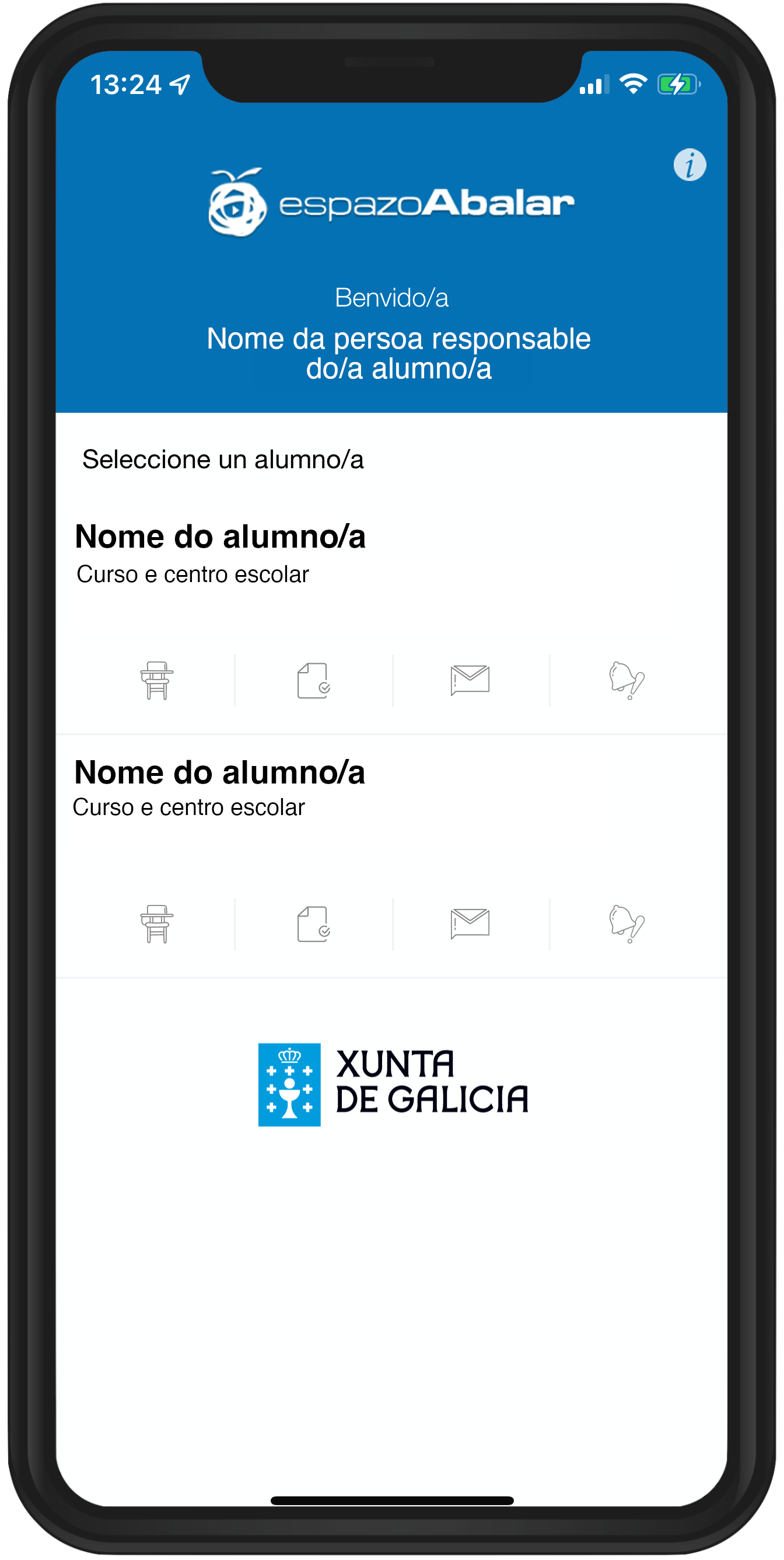 Pantalla inicial da aplicación
