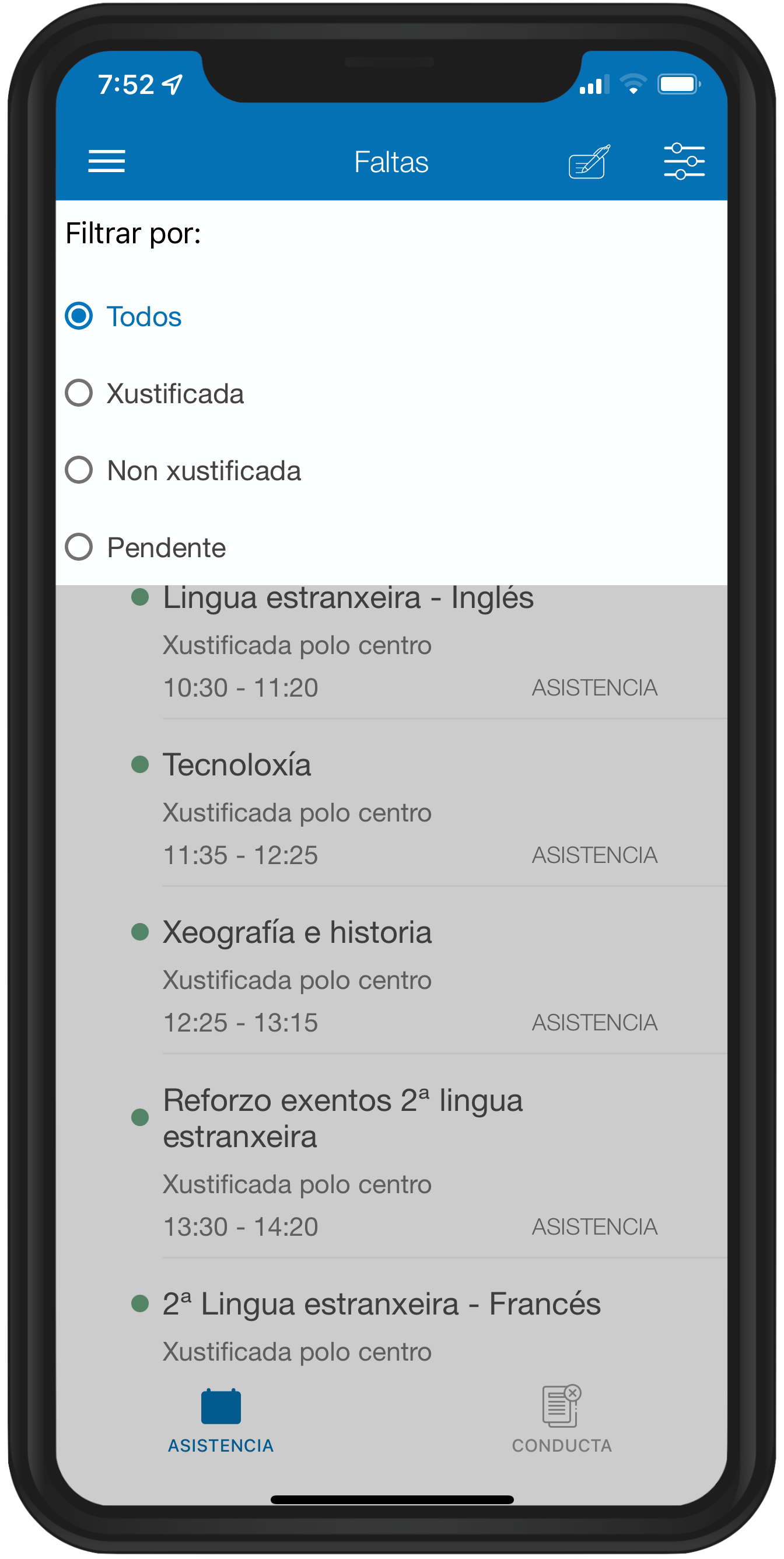 Filtrar por tipo de faltas