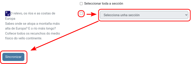 seleccionar e sincronizar
