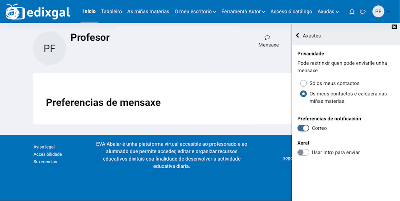 Preferencias mensaxería