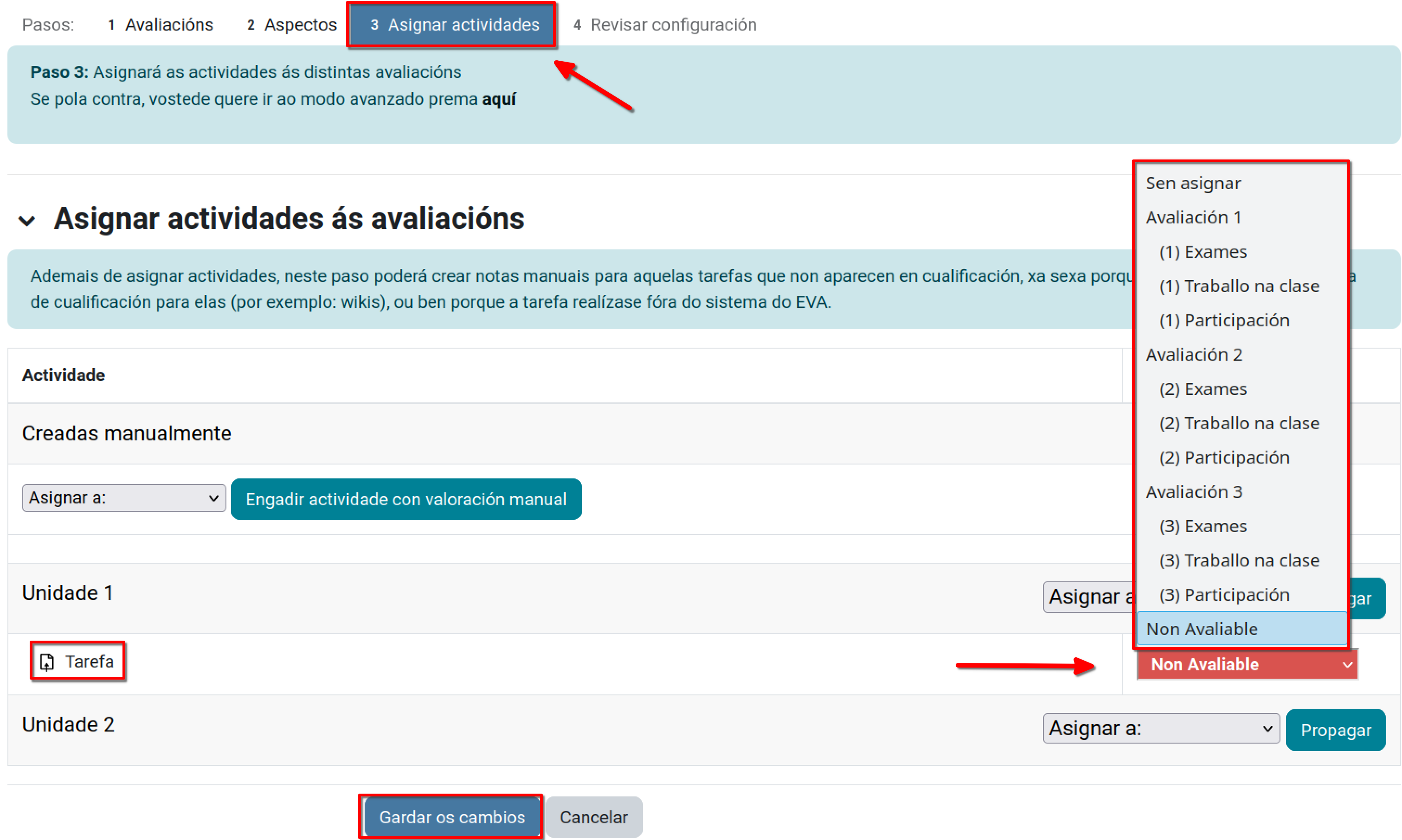 Avaliación - actividades