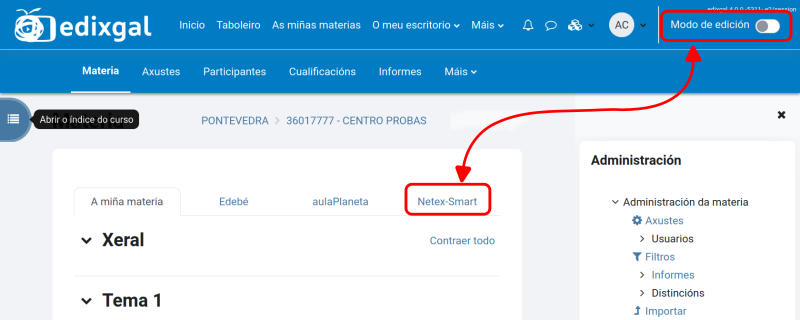 Insertar contido Netex