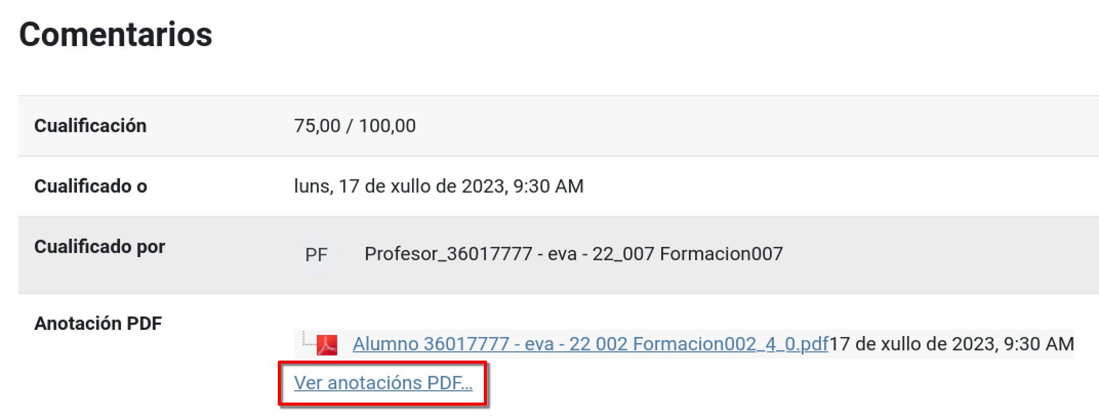 Anotacións no PDF