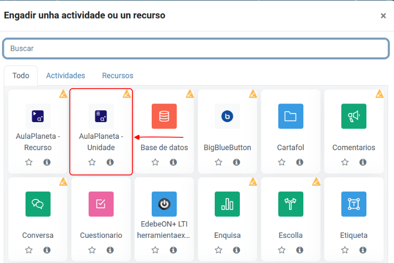 Engadir unha unidade de Aula Planeta