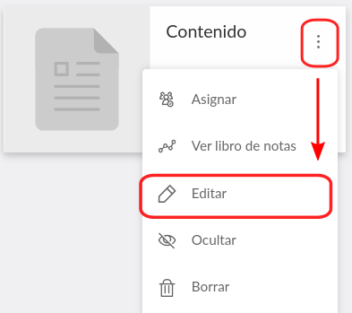 Editar nome de contido
