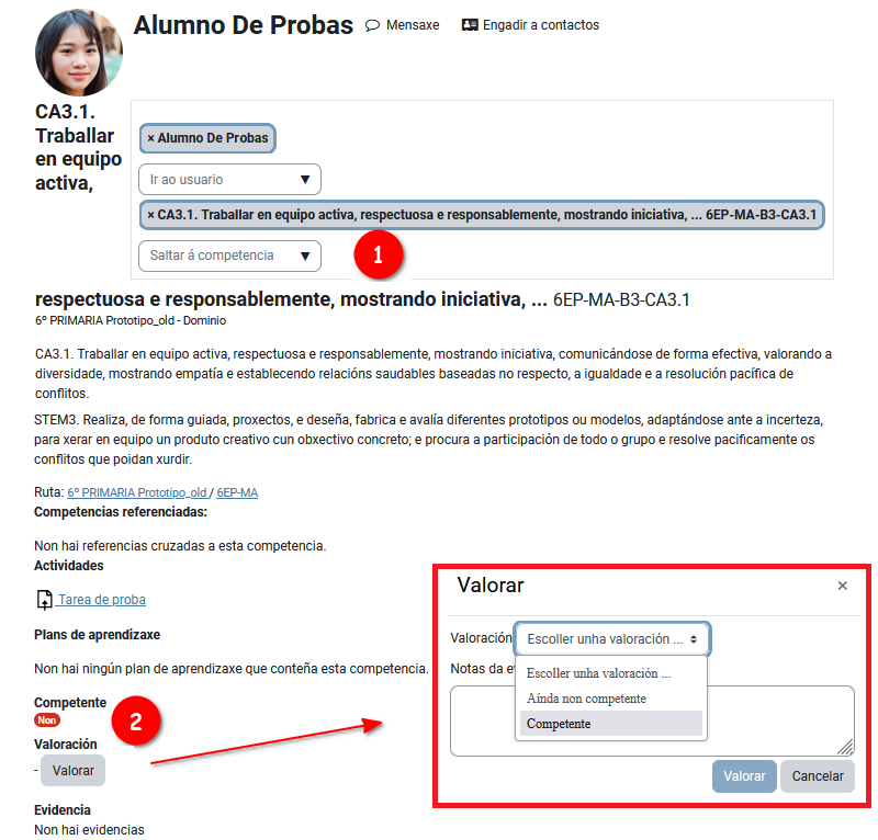Vista detalle competencias