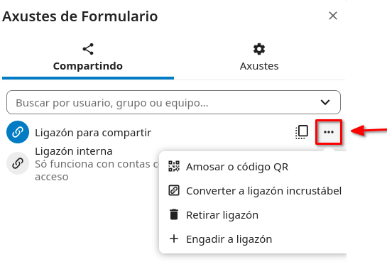 Opcions ligazon compartir